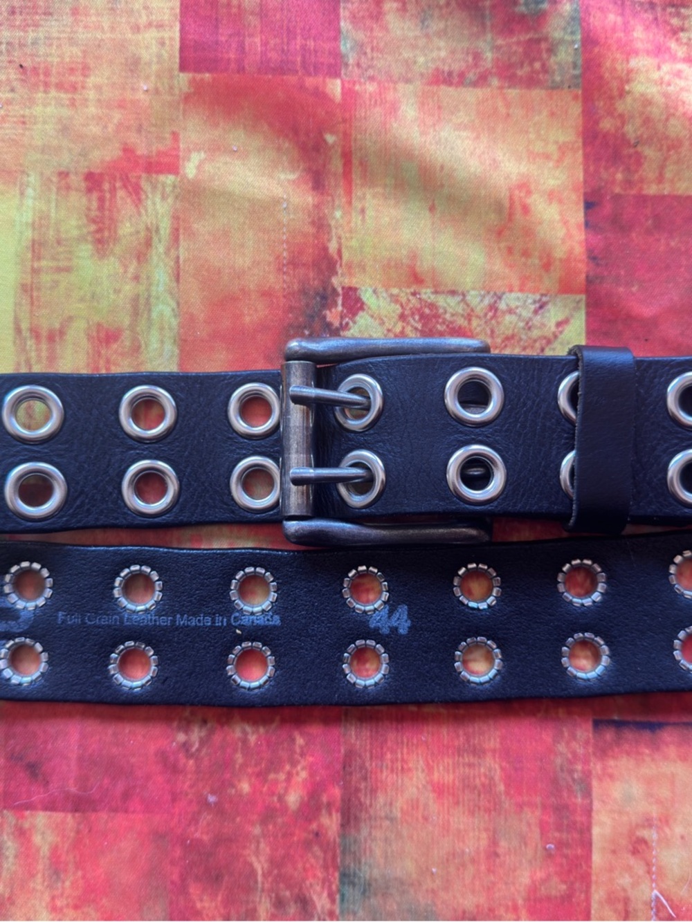 The Brixton Belt - Black Double Grommet 100% Full Grain Leather Belt